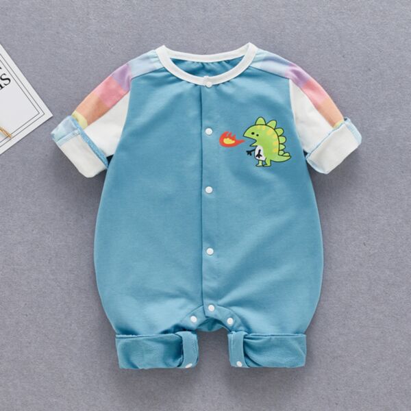 0-18M Colorblock Button Short Sleeve Button Jumpsuit Baby Wholesale Clothing KJV492951