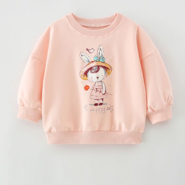 18M-7Y Cartoon Print Long Sleeve Pullover Tops Wholesale Kids Boutique Clothing KTV492915