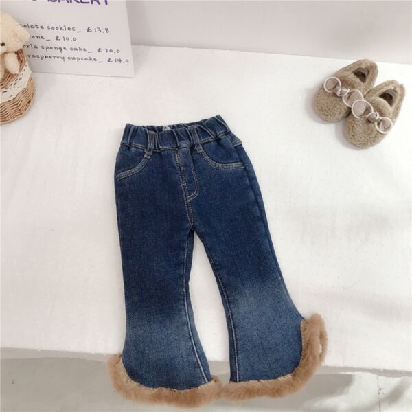 9M-5Y Fleece Plush Denim Trousers Wholesale Kids Boutique Clothing KPV492907