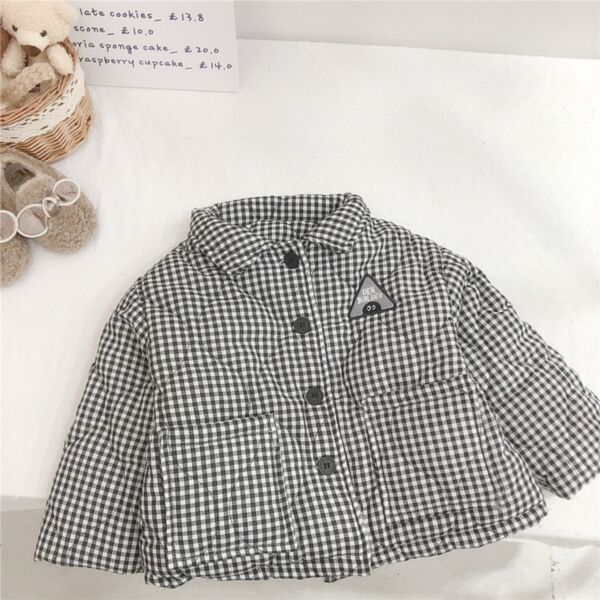 18M-7Y Thicken Plaid Button Cotton Padded Coat Jacket Wholesale Kids Boutique Clothing KCV492901