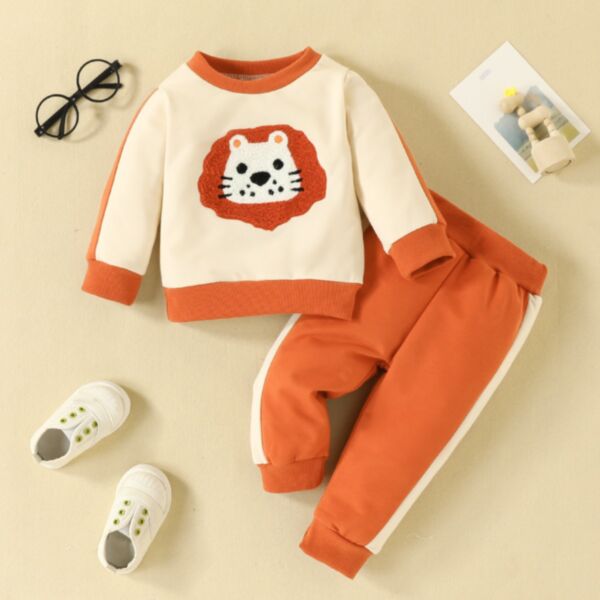 3M-3Y Tiger Print Colorblock Pullover And Pants Set Baby Wholesale Clothing KSV492989