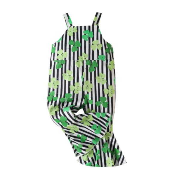 9M-4Y Toddler Girls Striped St. Patrick'S Day Clover Jumpsuit Wholesale Baby Boutique Clothing KJV388425