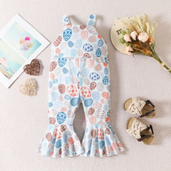 9M-4Y Toddler Girls Easter Spring Egg Print Jumpsuit Wholesale Girls Clothes KJV388424