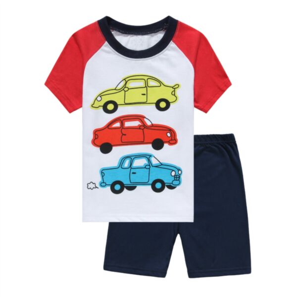 18M-6Y Toddler Sets Cartoon Car Short Sleeve T-Shirts & Shorts Wholesale Toddler Clothing KSV388069