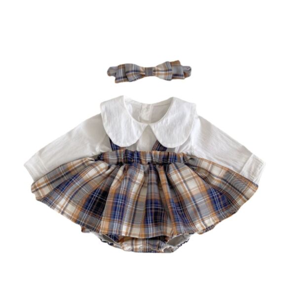 3-24M Baby Girls Doll Collar Bottoming Top Or Plaid Suspender Skirts Wholesale Baby Clothes KSV388409