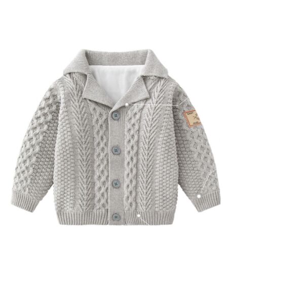 6M-3Y Knitwear Button Line Fleece Sweater Coat Baby Wholesale Clothing KTV492993