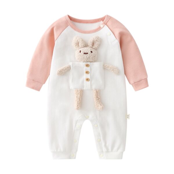 3-24M Rabbit Print Colorblock Jumpsuit Baby Wholesale Clothing KJV492994