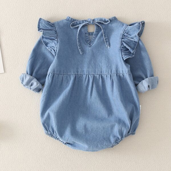 0-18M Denim Button Long Sleeve Romper Baby Wholesale Clothing KJV492958