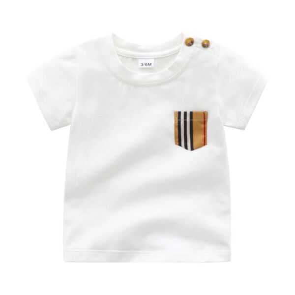 0-24M Cotton Short Sleeve Button Shoulder T-Shirt Baby Wholesale Clothing KTV493069