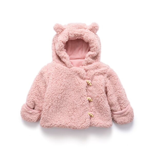 9M-3Y Plush Solid Color Fleece Button With Ear Hat Baby Wholesale Clothing KCV493066