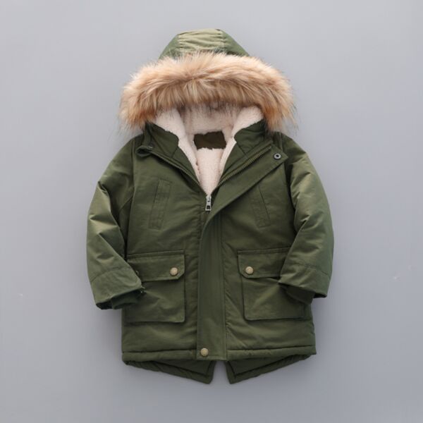 2-7years Unisex Fleece Thick Cotton Coat Winter Hooded Cotton Coat & Jackets Wholesale Toddler Clothing KCV388227
