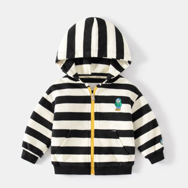 2-7Y Toddler Boys Cartoon Stripe Hooded Zipper Sweatshirt Jacket Wholesale Boys Clothing KCV388498
