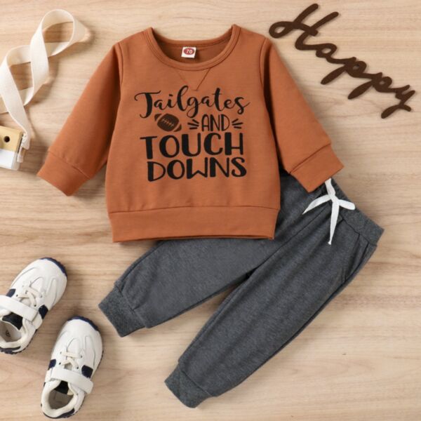 6M-3Y Gray Letter Print Pullover And Trousers Set Baby Wholesale Clothing KSV493018