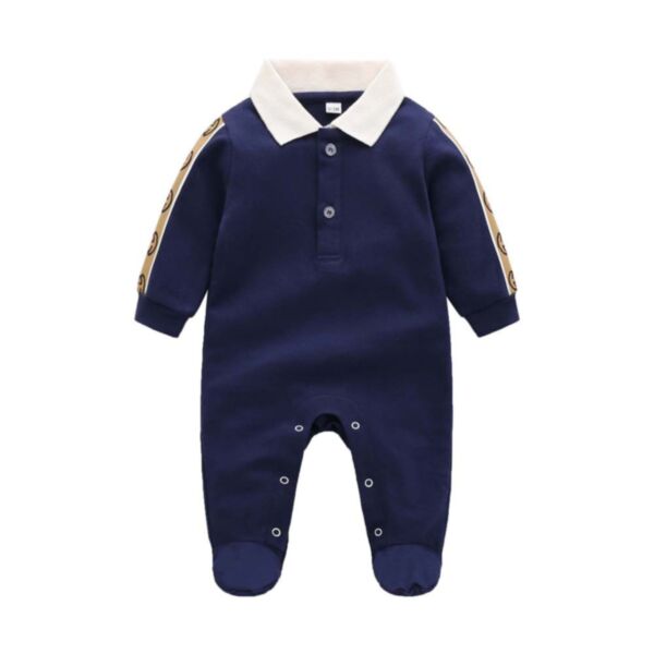 0-24M Stirp Solid Color Long Sleeve Jumpsuit Baby Wholesale Clothing KJV493077