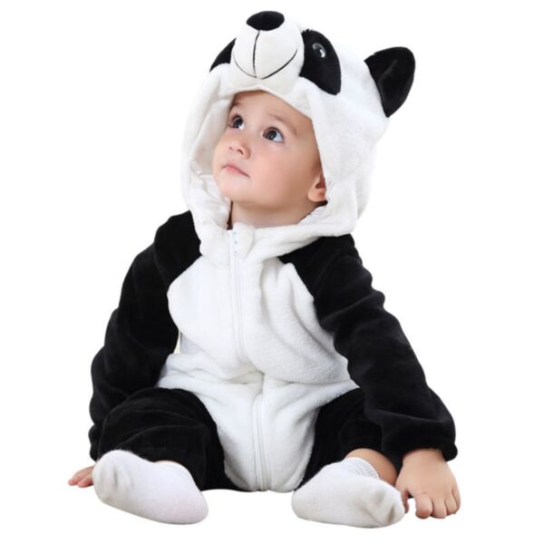 6M-4Y Animal Style Fleece Zipper Jumpsuit Baby Wholesale Clothing