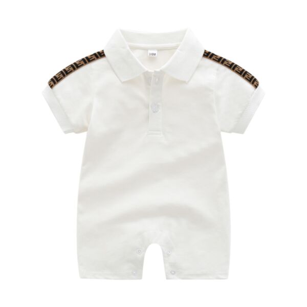 0-24M Letter Striped Short Sleeve Solid Color Jumpsuit Baby Wholesale Clothing KJV493073