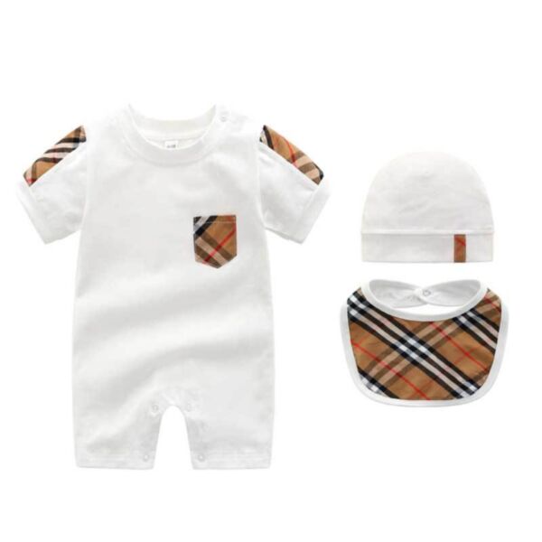 0-24M Plaid Striped Short Sleeve Jumpsuit Baby Wholesale Clothing KJV493072