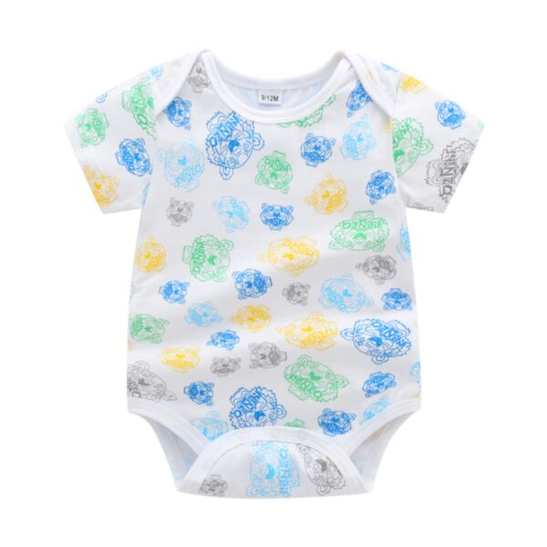 0-24M Line Cartoon Print Short Sleeve Jumpsuit Baby Wholesale Clothing KJV493070