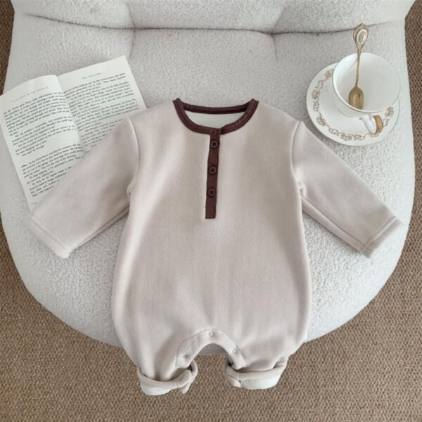0-18M Fleece Middle Button Thicken Jumpsuit Baby Wholesale Clothing KJV493081