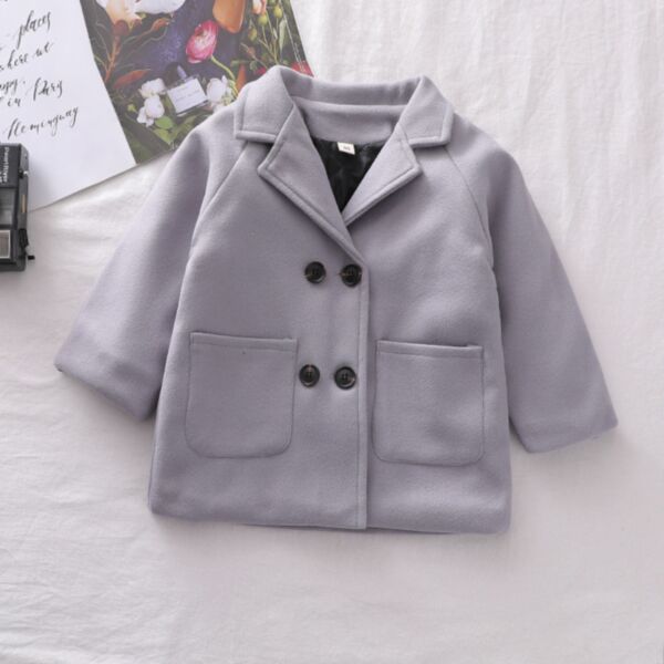 18M-6Y Solid Color Double-Breasted Coat Jacket Wholesale Kids Boutique Clothing KCV493100