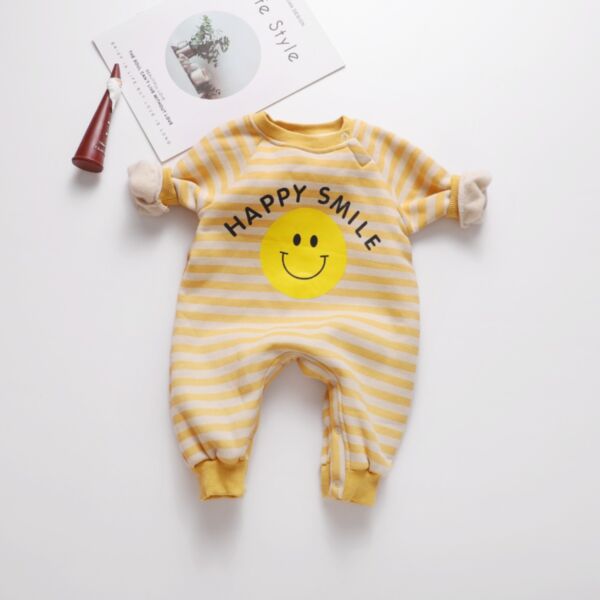 0-18M Banana Doc Smile Print Fleece Thicken Jumpsuit Baby Wholesale Clothing KJV493129
