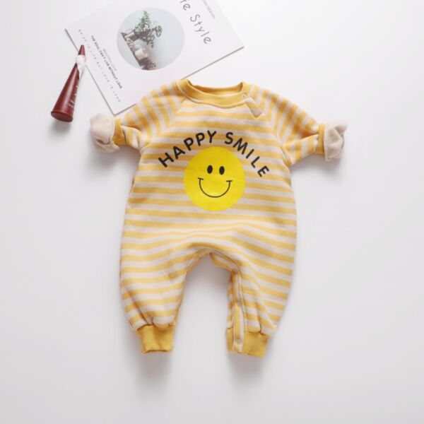 0-18M Banana Doc Smile Print Fleece Thicken Jumpsuit Baby Wholesale Clothing KJV493129