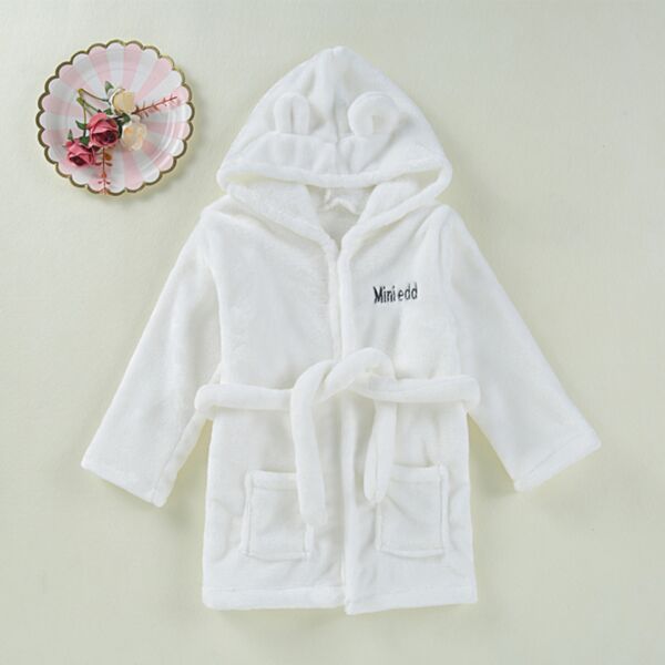 3M-4Y Night Robe Fleece Solid Color Coat With Ear Hat Wholesale Kids Boutique Clothing KCV493119