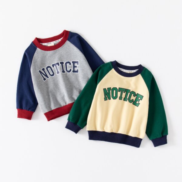 18M-6Y Toddler Boys Raglan Sleeve Letter Sweatshirt Wholesale Boys Clothing KTV388456
