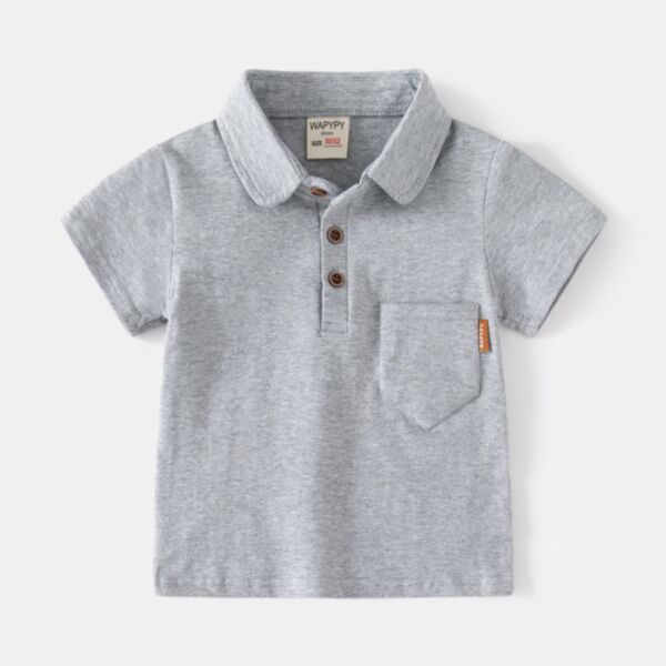 18M-6Y Toddler Boys Lapel Pocket Solid Polo Shirt Wholesale Boys Boutique Clothing KTV388451