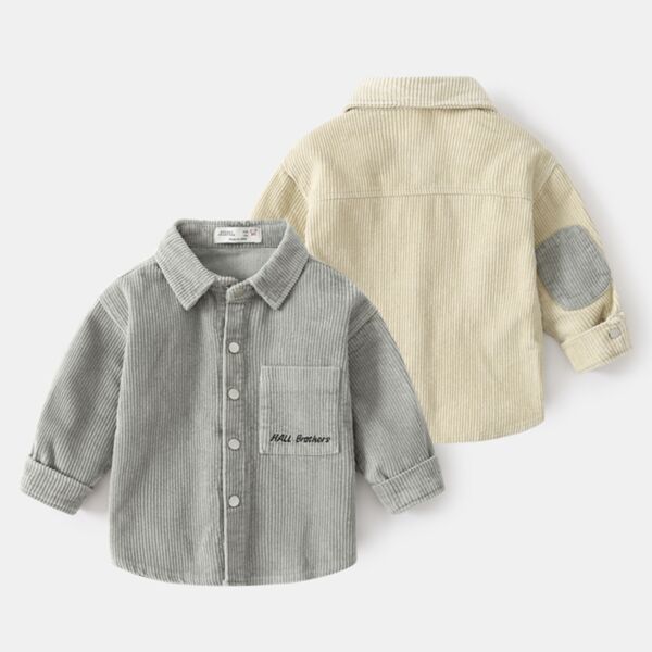 18M-6Y Toddler Boys Letter Corduroy Long Sleeve Shirt Jacket Wholesale Boys Boutique Clothing KTV388497