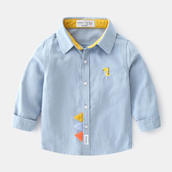 18M-6Y Toddler Boys Embroidered Dinosaur Shirt Wholesale Boys Boutique Clothing KTV388496