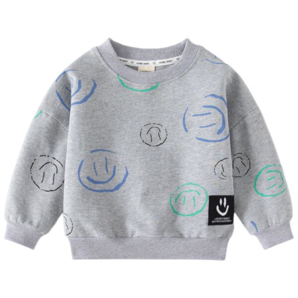 18M-6Y Toddler Boys Smile Print Sweatshirt Wholesale Boys Boutique Clothing KTV388544