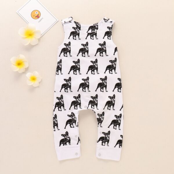 0-18M Animal Dog Print Sleeveless Jumpsuit Baby Wholesale Clothing KJV493210