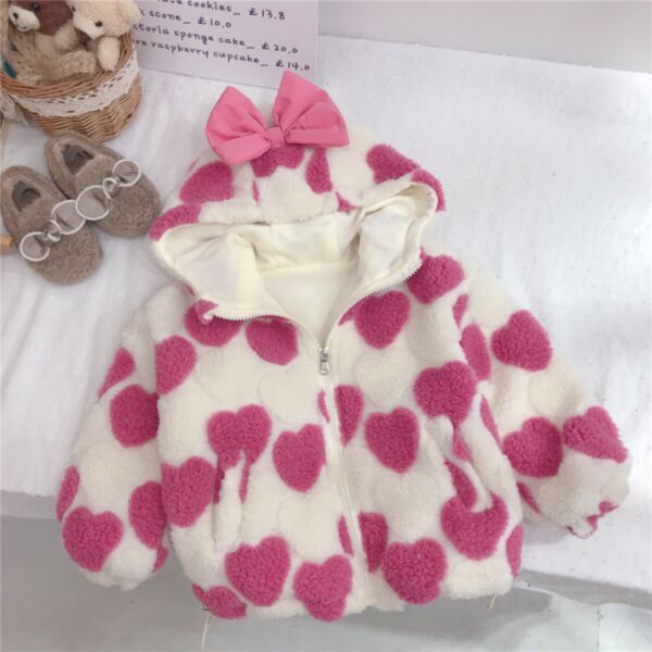 18M-6Y Heart Fleece Plush Zipper Thicken Coat Wholesale Kids Boutique Clothing KDV493047