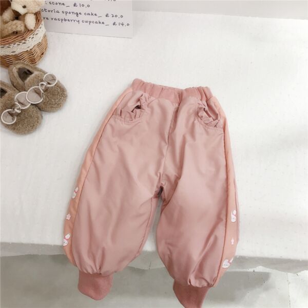 9M-6Y Cartoon Bunny Print Fleece Thicken Glaze Surface Trousers Wholesale Kids Boutique Clothing KPV493038
