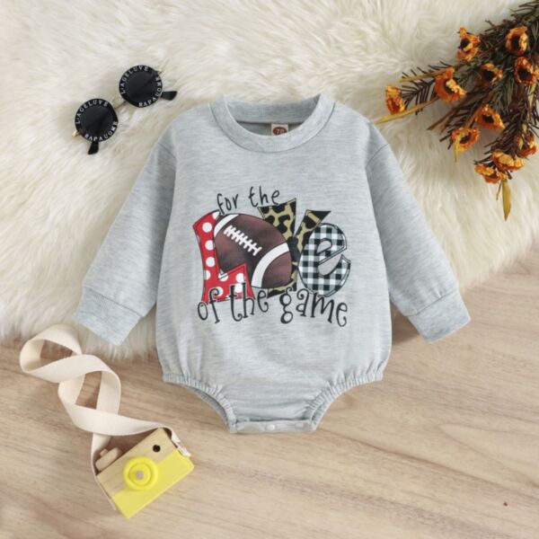 0-18M Rugby Print Long Sleeve Romper Baby Wholesale Clothing KJV493014