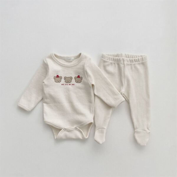 6-24M Animal Print Long Sleeve Romper And Pants Set Baby Wholesale Clothing KSV493090