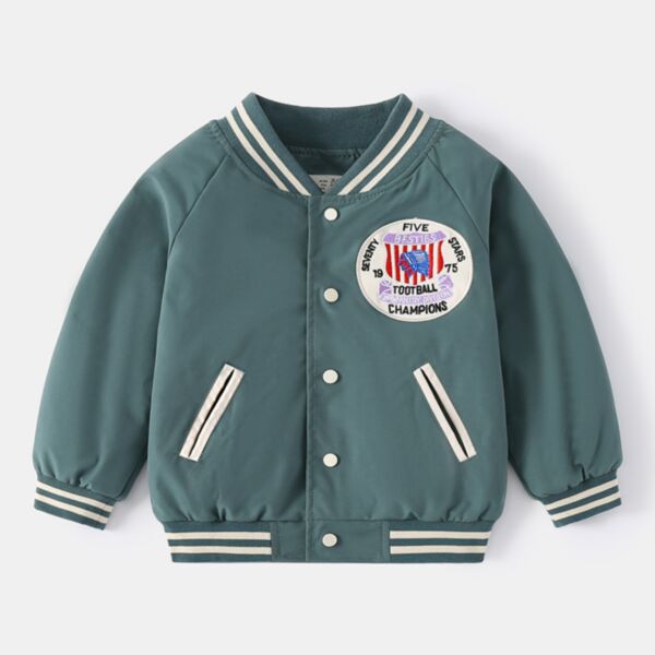 2-7Y Striped Collar Solid Color Button Coat Jacket Wholesale Kids Boutique Clothing KCV493095
