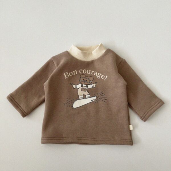 0-18M Bear Print Solid Color Long Sleeve Pullvover Baby Wholesale Clothing KTV493079