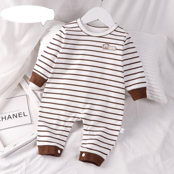 0-18M Striped Colorblock Long Sleeve Jumpsuit Baby Wholesale Clothing KJV493051
