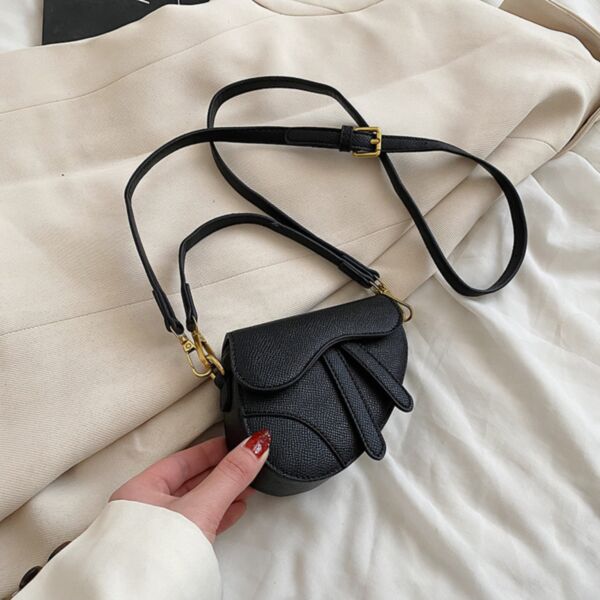 Saddle Solid Color PU Cross-Body Bag Kid Wholesale Accessories