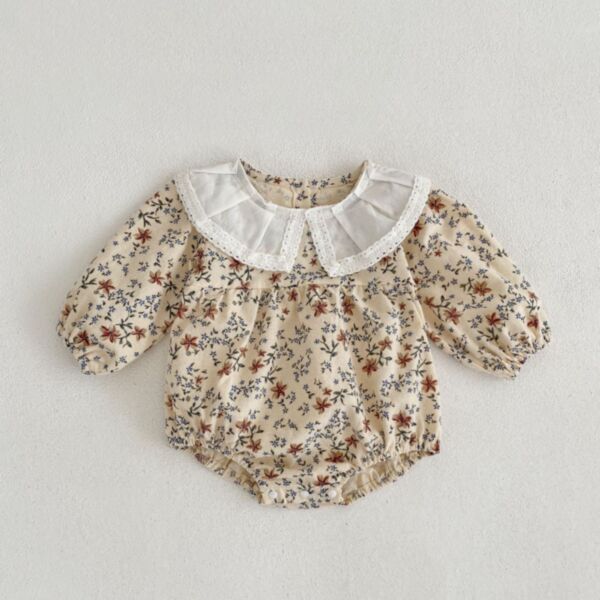 3-18M Floral Print Lace Collar Bubble Style Romper Baby Wholesale Clothing KJV493243