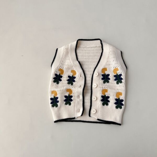 3-24M Flower Knitwear Sleeveless Button Vest Coat Baby Wholesale Clothing KCV493235