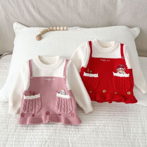 3-24M Baby Knitted Sweater Fake Two Piece Pullover Sweater Wholesale Baby Clothes KTV388613