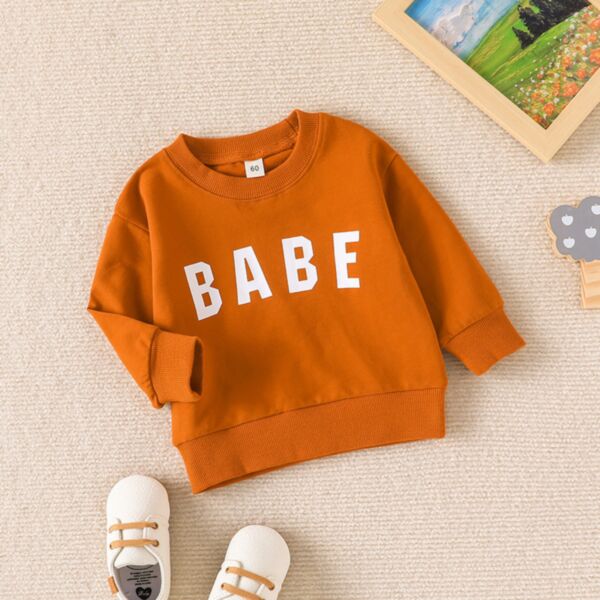 0-18M Unisex Long Sleeve BABE Letter Print Pullover Wholesale Baby Clothing KTV388657