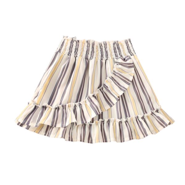18M-6Y Toddler Girls Striped Ruffle Trim Skirts Wholesale Sunny Girl Clothing KSKV388592