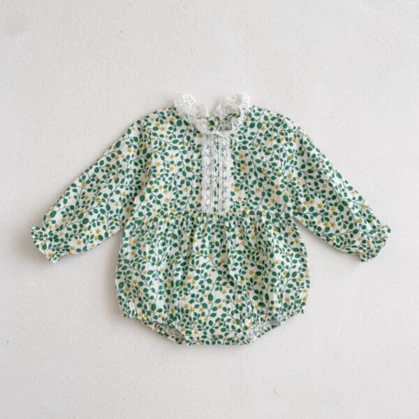 3-24M Floral Lace Collar Lotus Sleeve Romper Baby Wholesale Clothing KJV493275