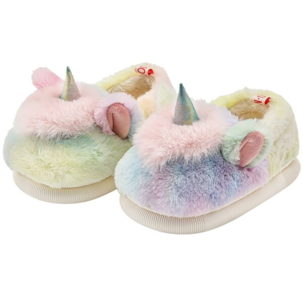 Toddler Cartoon Colorful Unicorn Cotton Plush Slippers Wholesale Accessories Vendors KSHOV388509