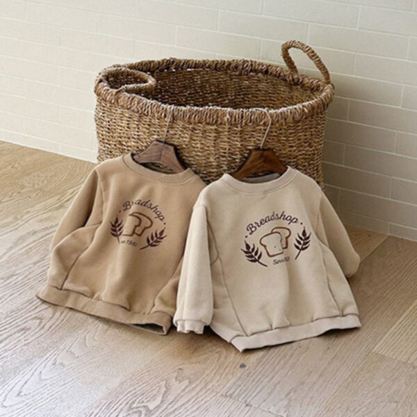 6M-3Y Letter Bread Print Long Sleeve Pullover Baby Wholesale Clothing KTV493357