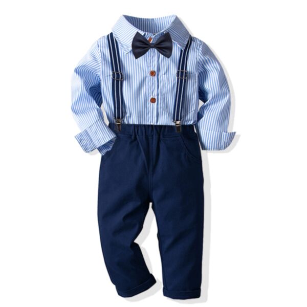 12M-7Y Toddler Boys Suit Sets Striped Bowtie Shirts & Pants Wholesale Boys Clothing KSV388696